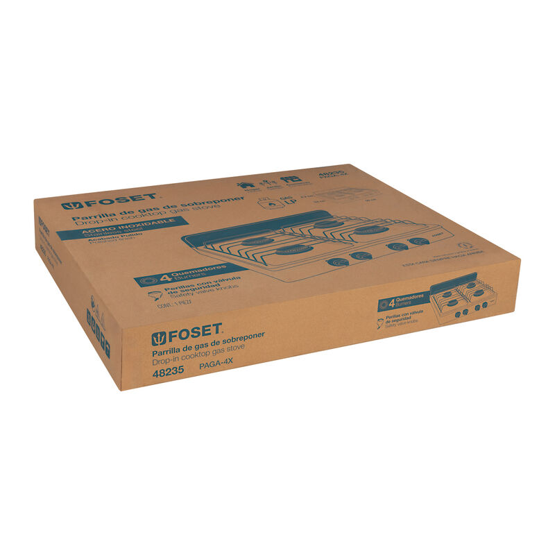 Parrilla de Gas de Sobreponer 4 Quemadores Inox... image number null