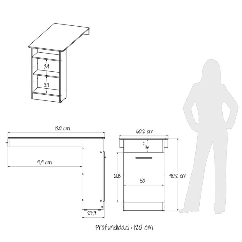 Barra LOG, Mesa Alta  Desayunador  con Espacio ... image number null
