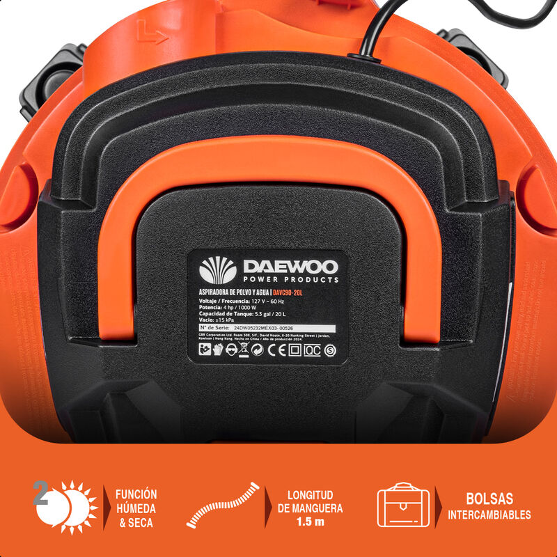 Daewoo Aspiradora Polvo Y Agua 20 Litros 1000w ... image number null