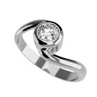 Anillo de Compromiso de 14K con Diamante de Laboratorio 0.20 CT F VS1 Talla 4 ORO BLANCO 14K&ndash; Amore Mio!