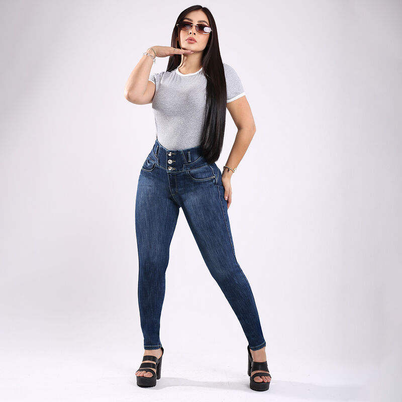 Jeans N4787 Stretch  Push Up Tiro Alto Skinny A... image number null