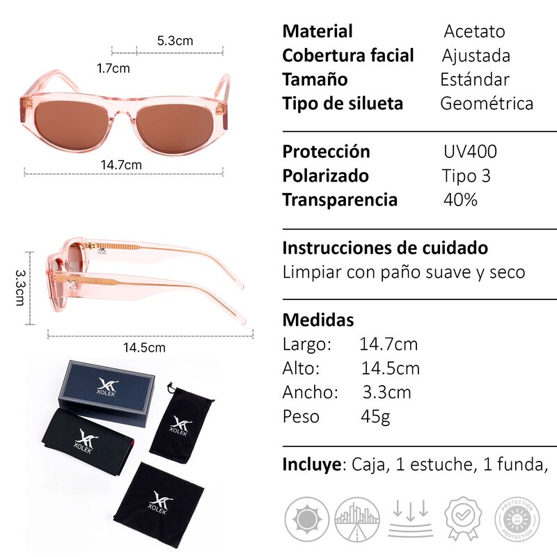Lentes De Sol Xolek 106 Moda Acetato Retro Uv P... image number null