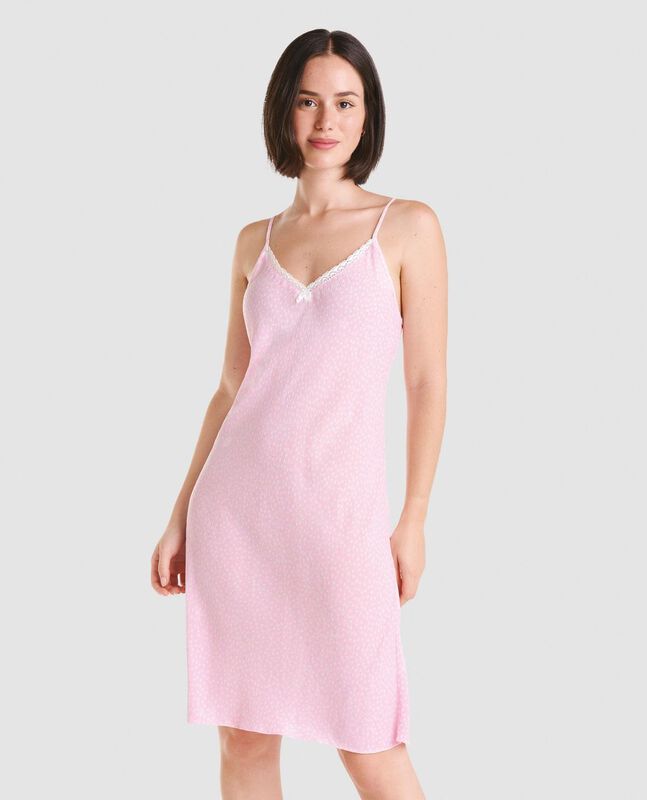 Camis&oacute;n Corto de Viscosa con Topitos Rosa image number null