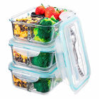 Set Brantrendy de 3 recipientes de vidrio herméticos con divisiones y cubiertos