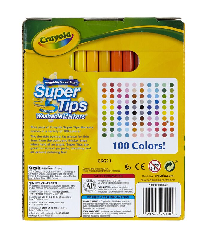 Juego De Rotuladores Crayola Super Tips 100 Lav... image number null