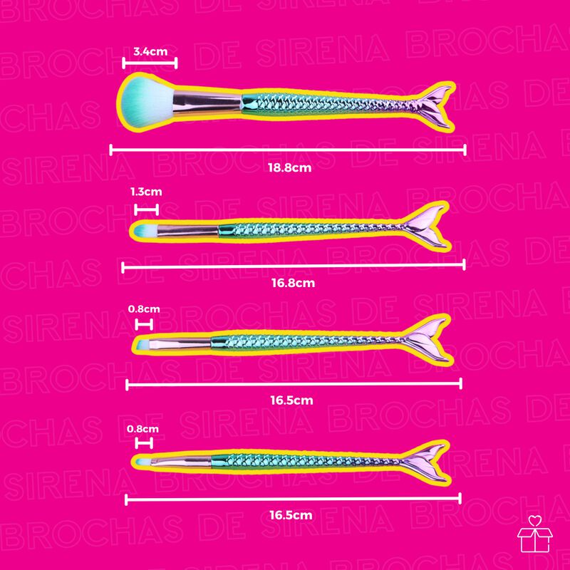 Set de 10 Brochas Sirena Maquillaje De 4pz Rost... image number null
