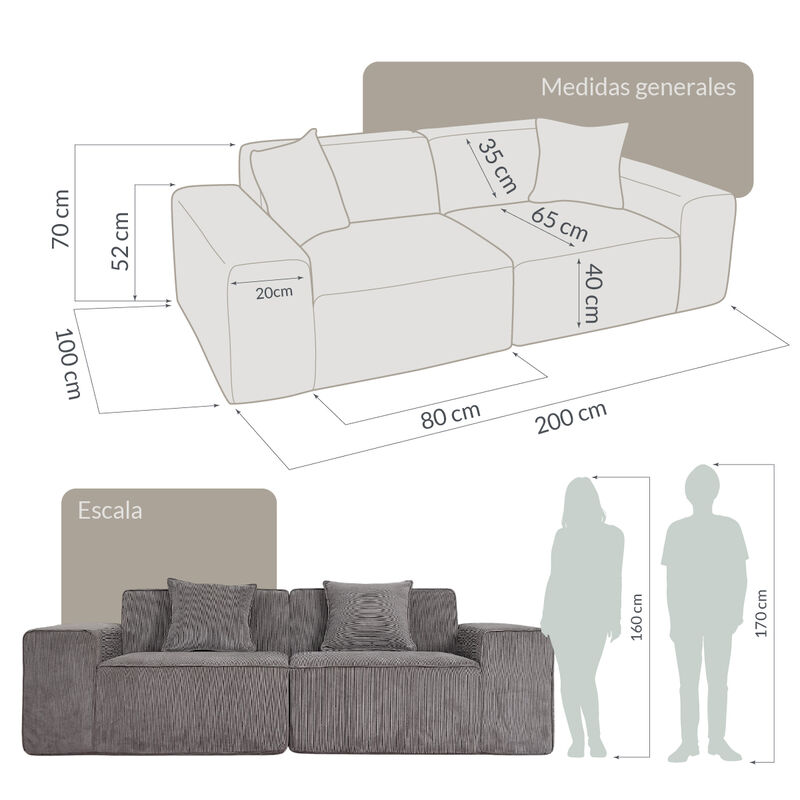 Sof&aacute; Espuma Alta densidad SORA Beige 2 plazas J... image number null