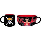 Set De Desayuno Luffy One Piece Taza + Bol Cer&aacute;mica 335 mls y 690 mls