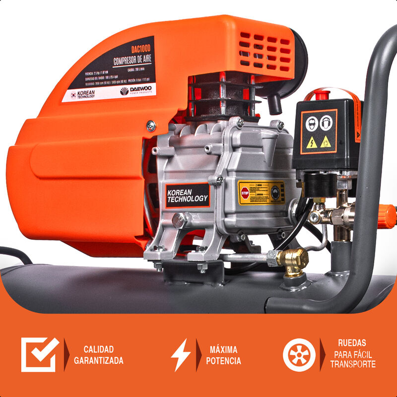 Daewoo Compresor de Aire 100 Litros 2 HP 8 Bar/... image number null