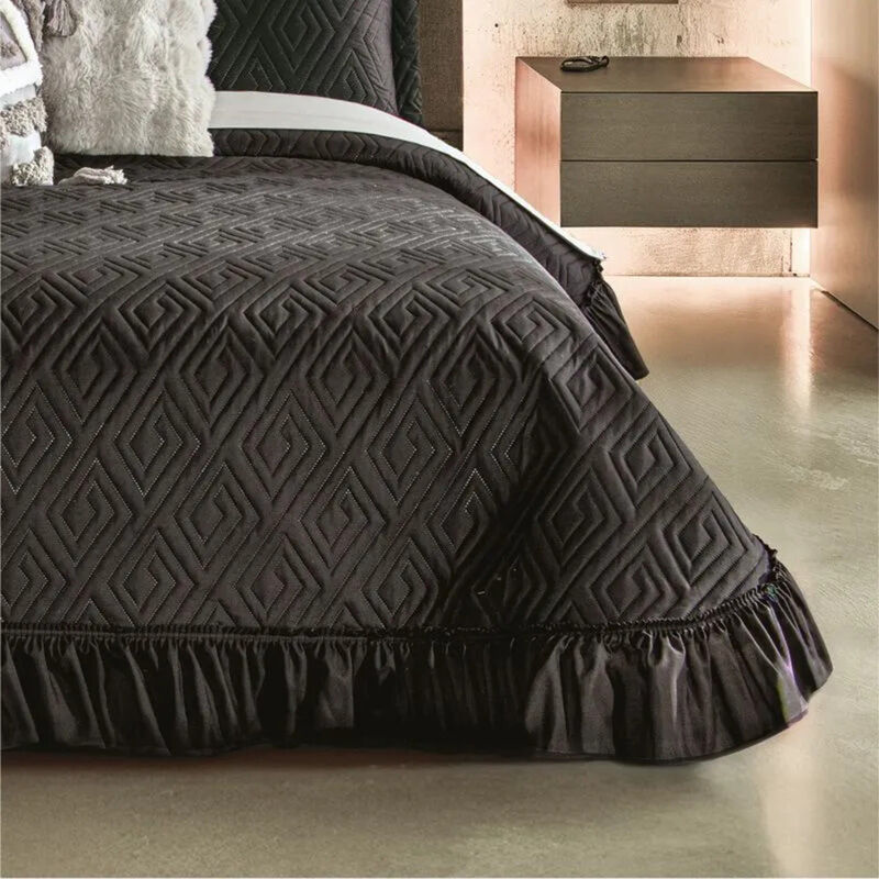 Colcha Neo Negro King Size Con Fundas Decorativ... image number null