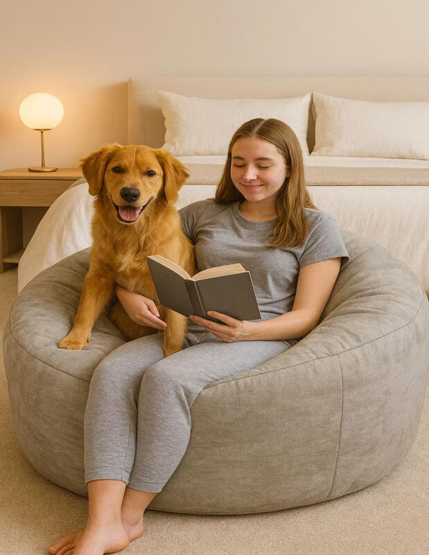 Puff Sill&oacute;n Roma Gris, Suave y Estructura Liger... image number null