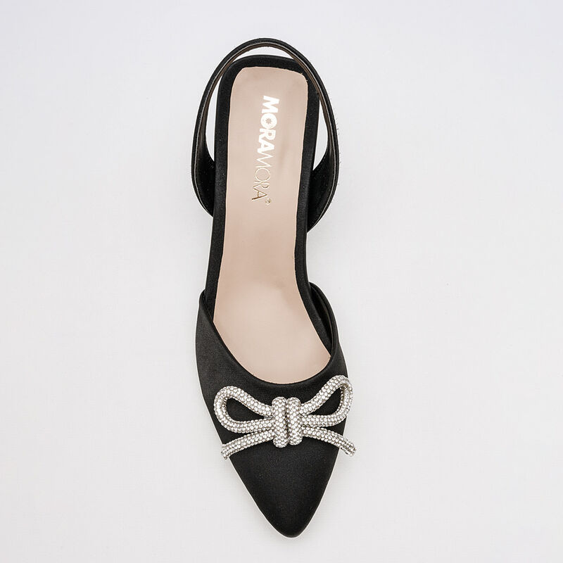 Moramora Zapatilla para mujer negro satin plata image number null