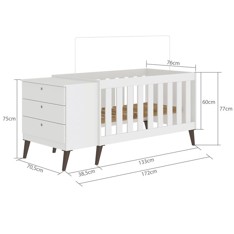 Cuna Con Comoda 3 Cajones Blanca Con Patas Vint... image number null