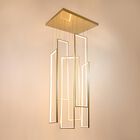 Lámpara Candil Colgante Rectangular 6 Doble Altura (Dorado)