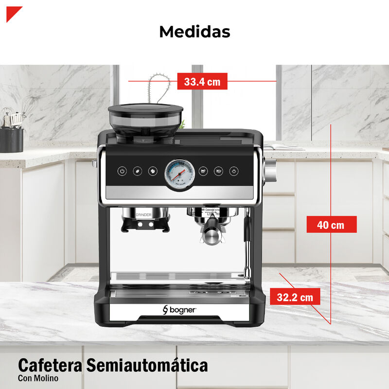 Bogner Cafetera Semiautom&aacute;tica Con Molino De Ca... image number null
