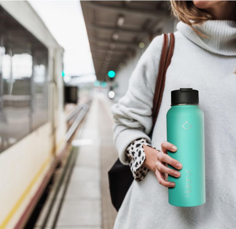 Termo de Acero Inoxidable con 3 tapas 32 Oz Tur... image number null