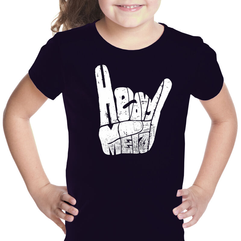 Camiseta Word Art Para Ni&ntilde;a - Heavy Metal - Neg... image number null