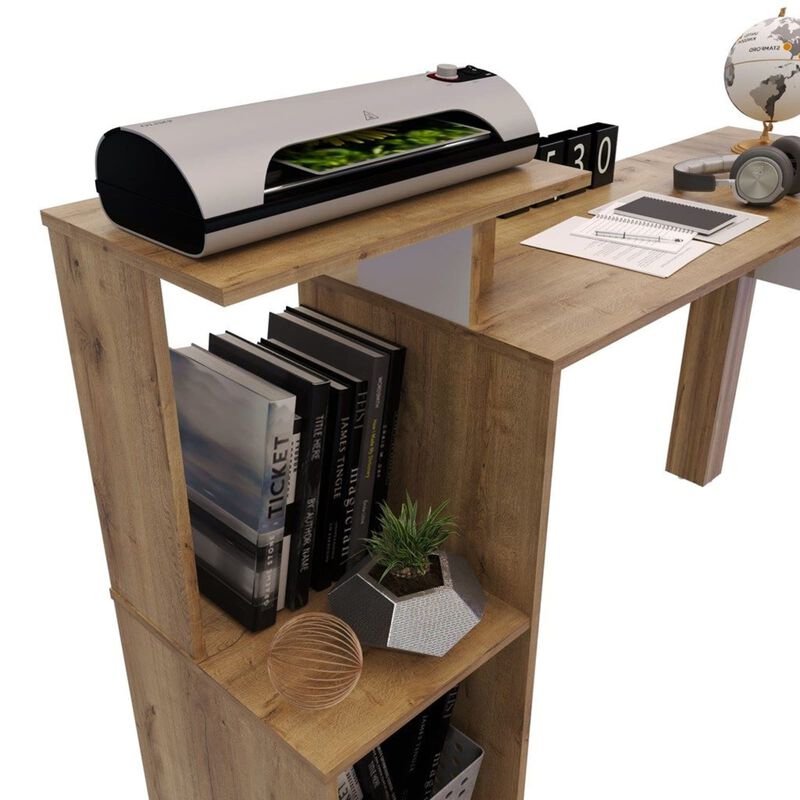 Escritorio en L Mikasa para Esquina, Repisas y ... image number null