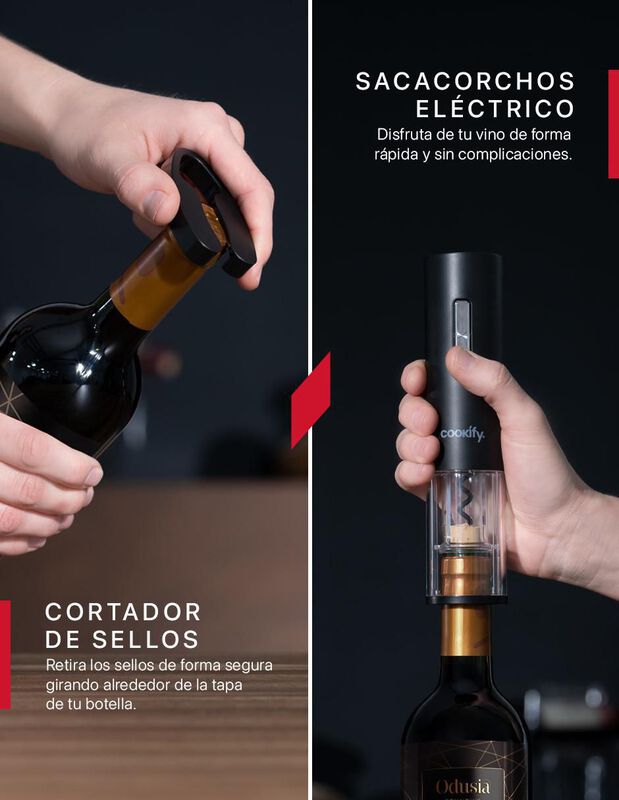 Sacacorchos el&eacute;ctrico Cookify de acero inoxidab... image number null