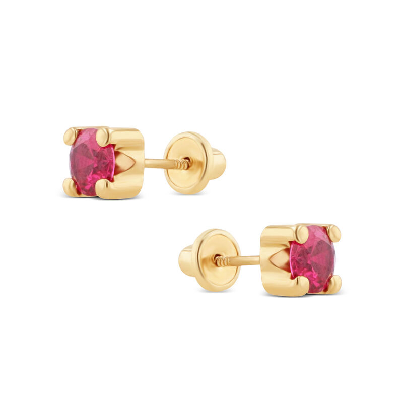 Broqueles De Oro Amarillo 14k Con Rubi image number null
