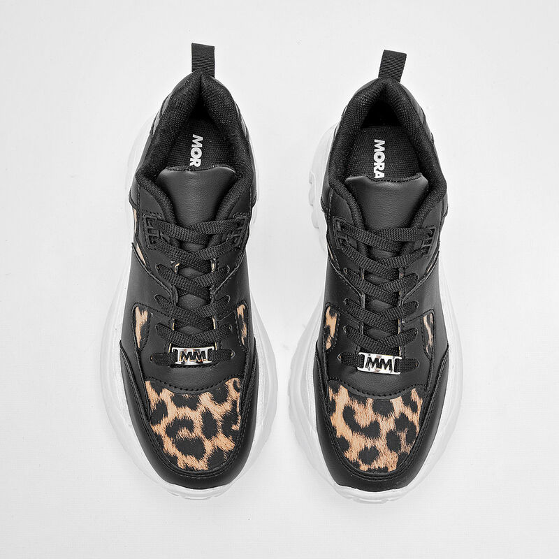 Moramora Tenis urbano para mujer negro beige image number null