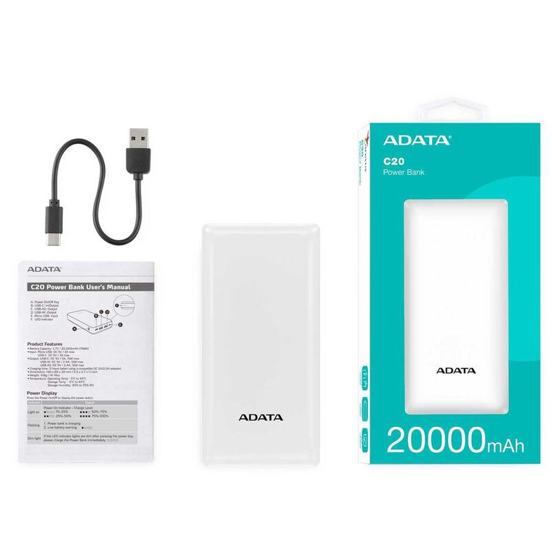 Bater&iacute;a Recargable ADATA Powerbank 20,000mAH Bl... image number null