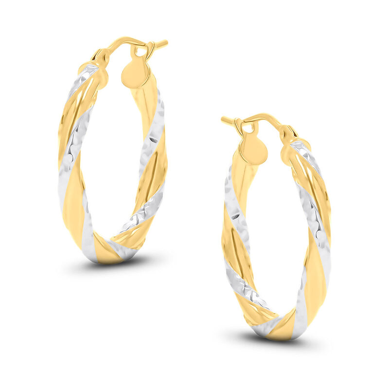 Arracadas De Oro Amarillo Y Blanco 14k (20mm Ap... image number null