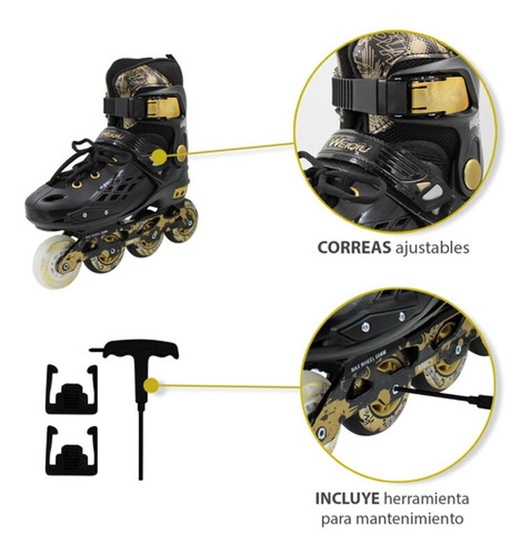 Patines Profesionales L&iacute;nea Luz Led Talla 18.5-... image number null