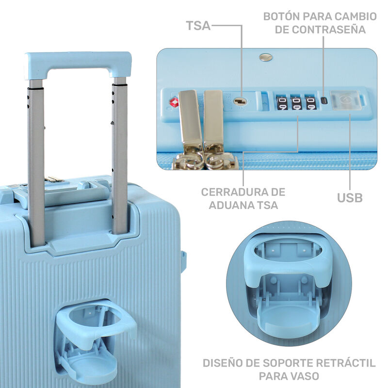 Maleta Cabina Porta Vasos 4 Ruedas Equipaje Dob... image number null