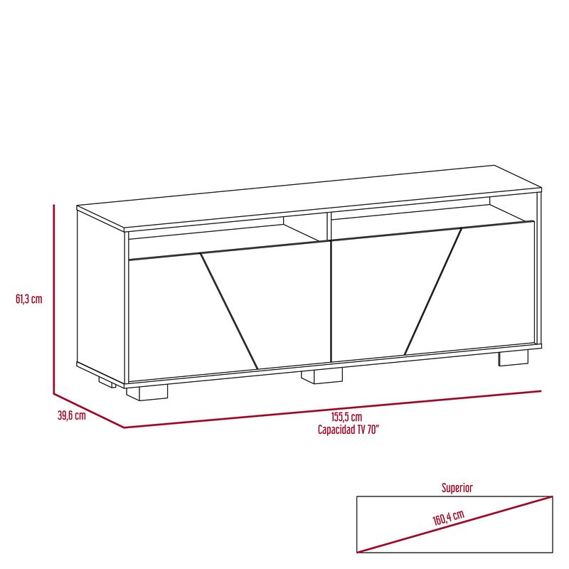 Mesa Para Tv Orus, Miel Y Blanco, Con Espacio P... image number null
