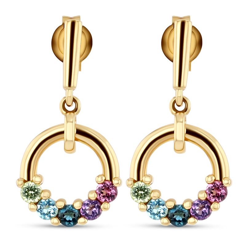 Aretes De Oro Amarillo 14k Con Piedras De Color... image number null