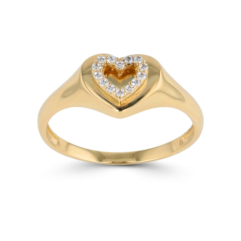 Anillo De Oro Amarillo 14k En Forma De Coraz&oacute;n ... image number null
