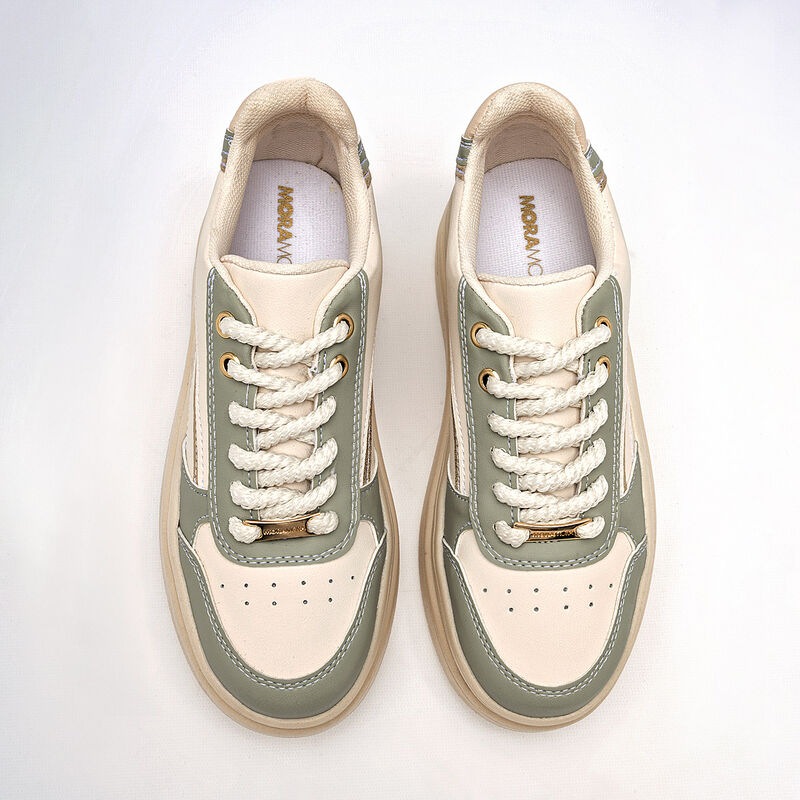 Moramora Tenis urbano para mujer blanco verde image number null