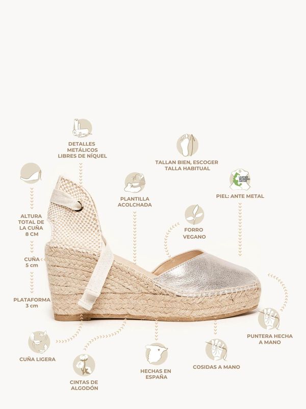 Alpargata Romero Cu&ntilde;a Media Plataforma Ante Met... image number null