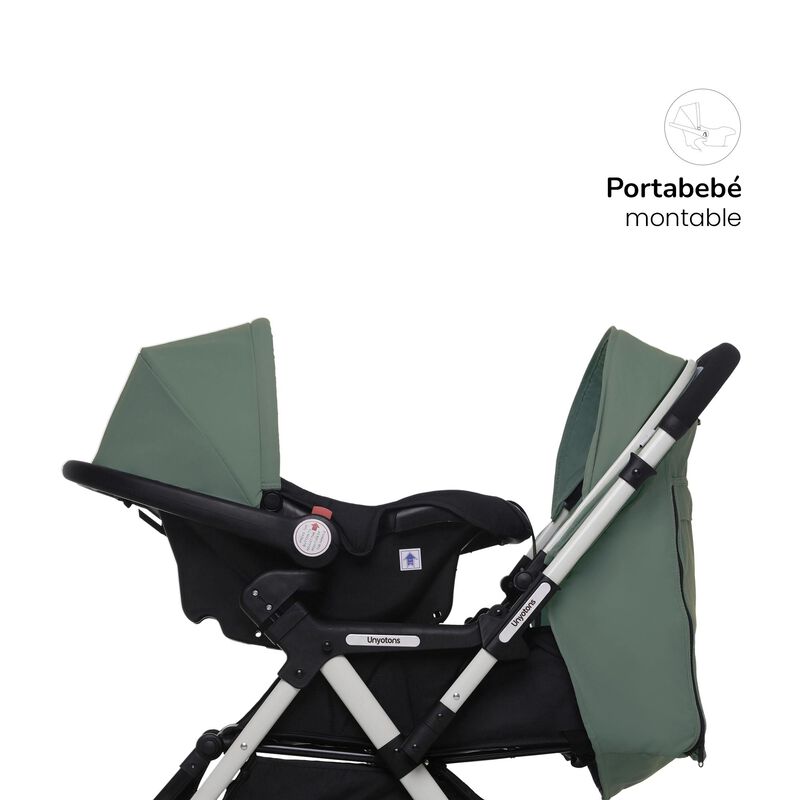 CARRIOLA CON PORTABEBE UNYOTONS K8 VERDE REVERS... image number null