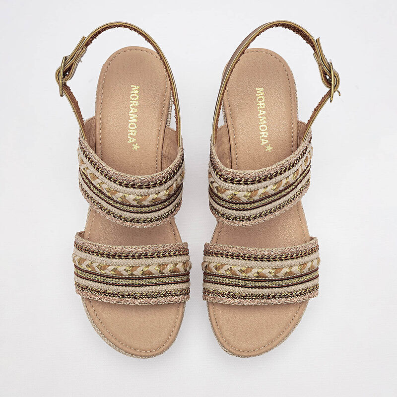 Moramora sandalia cu&ntilde;a para mujer camel beige o... image number null