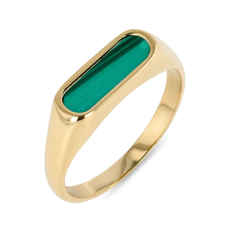 Anillo De Oro Amarillo 14k Con Malaquita (ajust... image number null