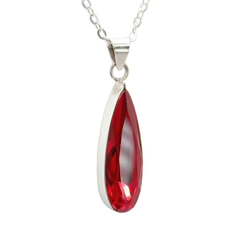 Collar y aretes Gota Rojo 30mm con plata .925 Z... image number null