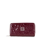Cartera Grande Cierre Doble Charol Con Bordado Color Rojo Tinto