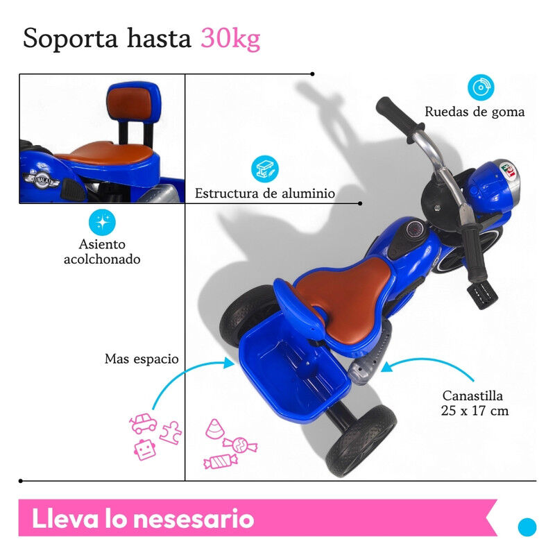 Triciclo Infantil C&oacute;modo C/ Luces y Sonido TEK-... image number null