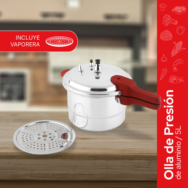 Cookit Olla De Presi&oacute;n Aluminio 5L Con Vaporera... image number null