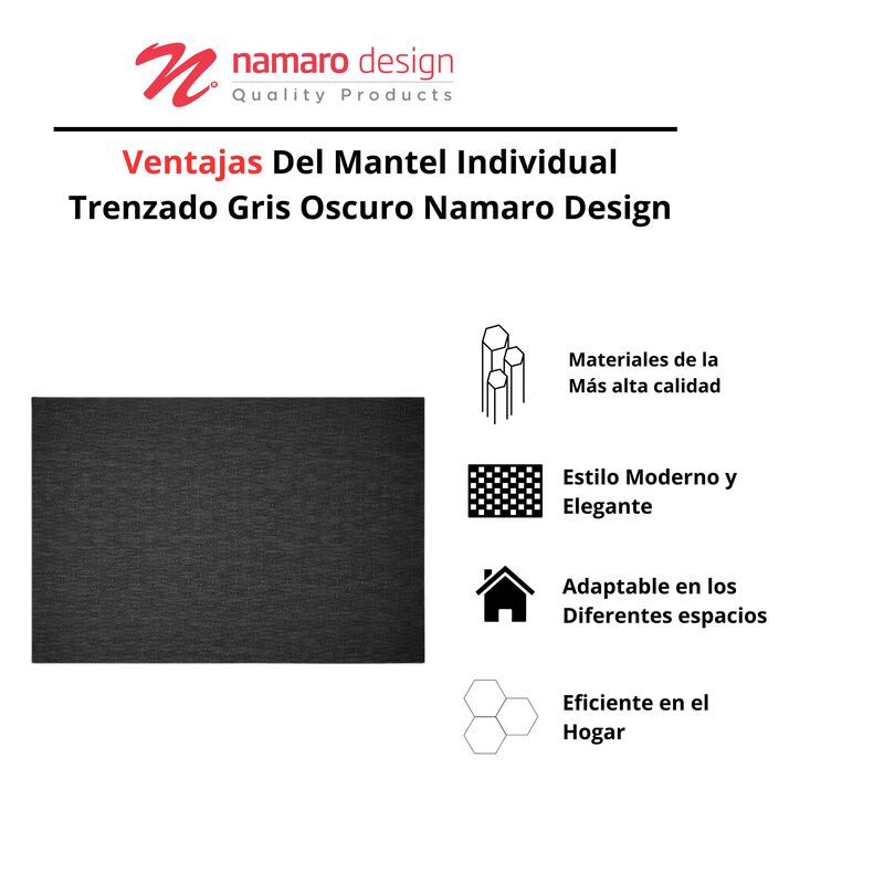 Mantel Individual 4piezas Trenzado Gris Oscuro ... image number null