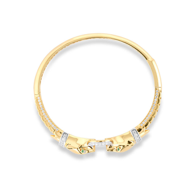 Pulsera De Jaguar De Oro Amarillo Con Blanco 14... image number null