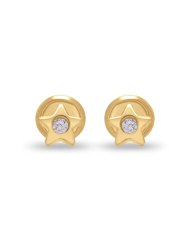 Broqueles De Estrella En Oro Amarillo 14k Con 3... image number null