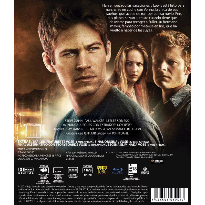 Nunca Juegues Con Extra&ntilde;os [blu-ray] (2001) Joy... image number null
