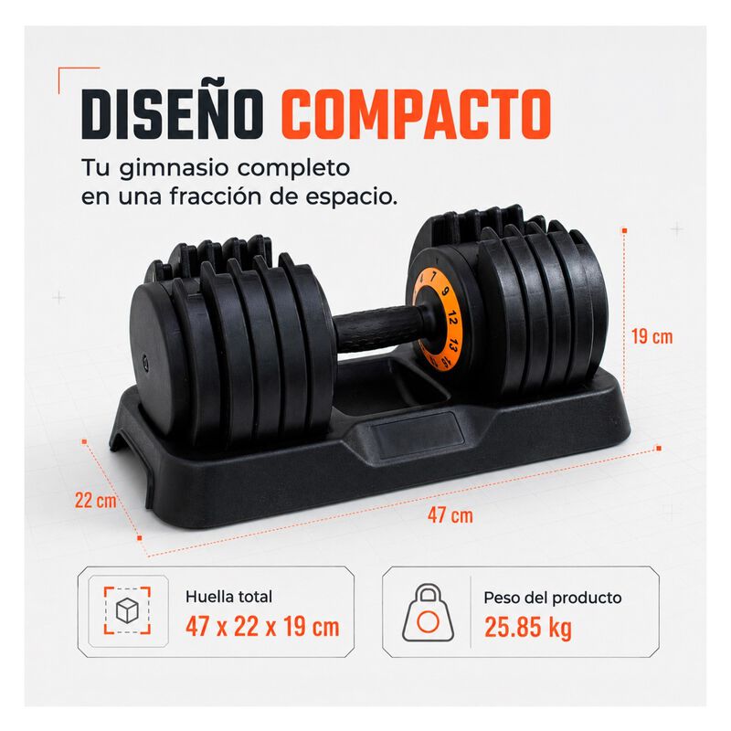Mancuerna Pesa Ajustable 25kg 10 Ajustes Discos... image number null