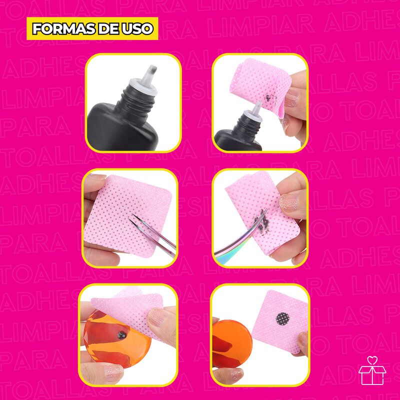 200pzs De Toallas Para Limpiar Adhesivo Extensi... image number null
