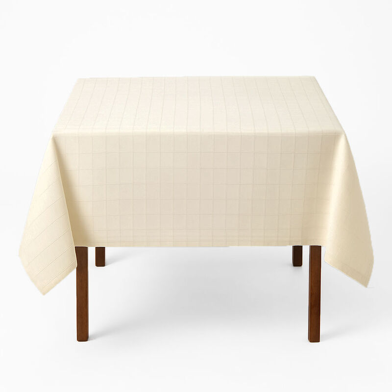 Mantel Hueso Cuadros 2.50 m Mesa Cuadrada  100%... image number null