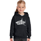 Sudadera Con Capucha Word Art Para Ni&ntilde;a - Especies de Tibur&oacute;n - Negro