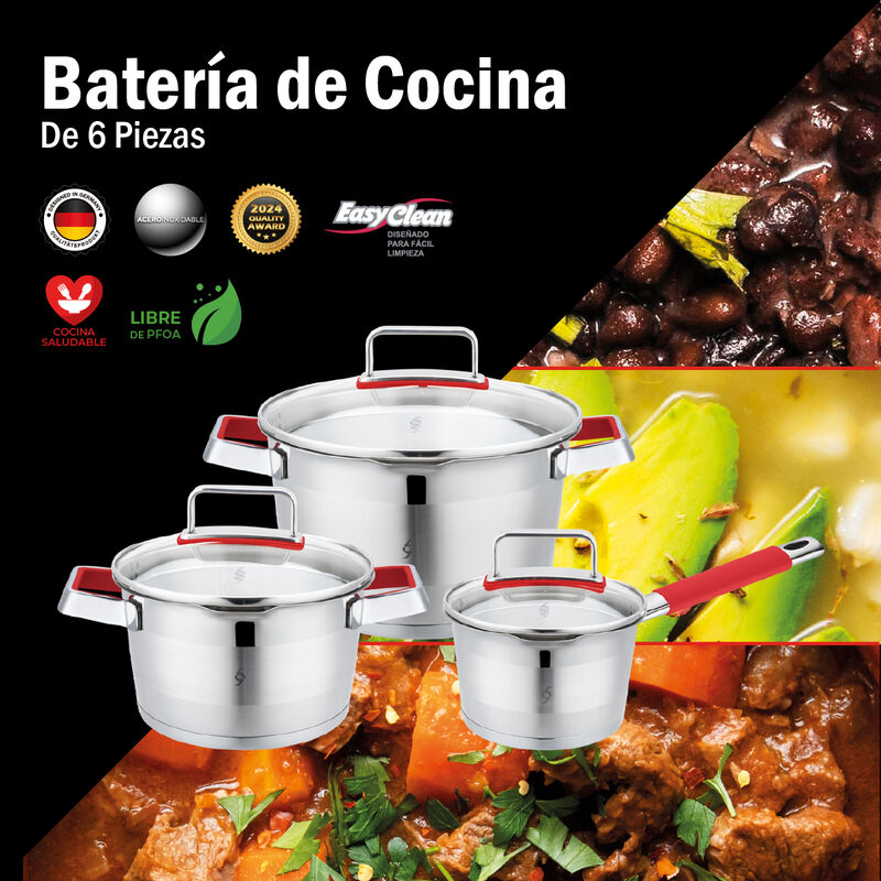 Bogner Batería De Cocina Acero Inoxidable 6 Pie... image number null